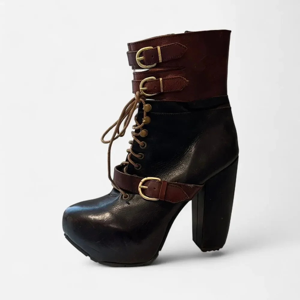 Miista Andee Italian Leather Platform Booties | Y2K Statement Heel